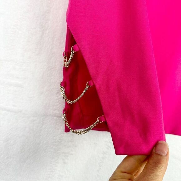 H:ours Cassia Mini Dress Size XS Fuchsia Ponte Open Back Chain Link - Picture 7 of 10